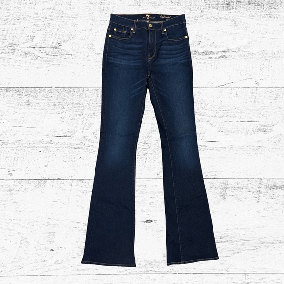 7 For All Mankind Blue Flare Wide Leg Jeans - Picture 1 of 4